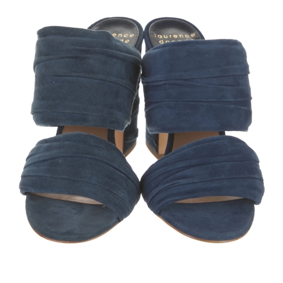 NWB Laurence Dacade Paris Suede Printed Slides Paris Blue size 5 (38) - Picture 13 of 14